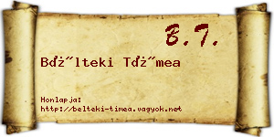 Bélteki Tímea névjegykártya